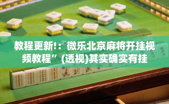 教程更新!：微乐北京麻将开挂视频教程”(透视)其实确实有挂